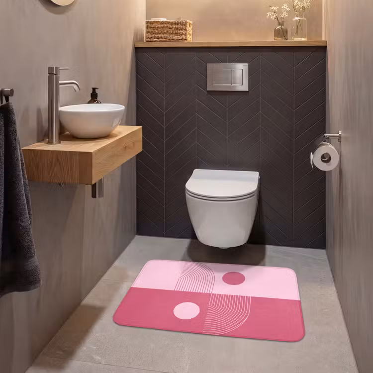 Wc Mat - Geometrie - Patroon - Abstract - Roze - Modern — 2