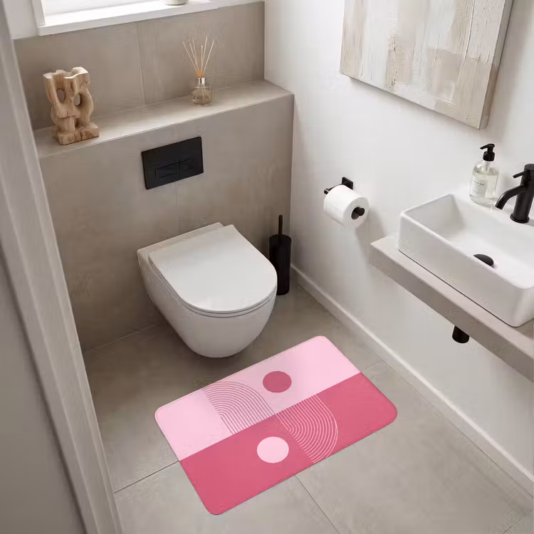 Wc Mat - Geometrie - Patroon - Abstract - Roze - Modern — 6