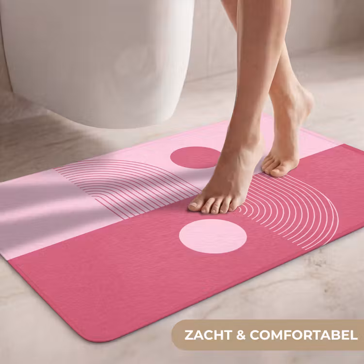 Wc Mat - Geometrie - Patroon - Abstract - Roze - Modern — 7