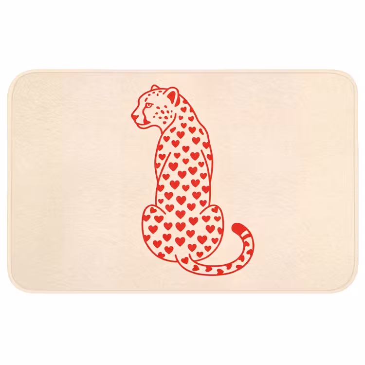 Wc Mat - Kat - Harten - Dieren - Modern - Rood — 1