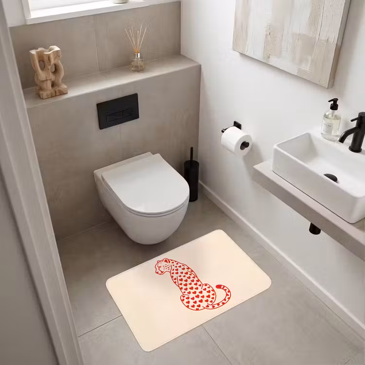 Wc Mat - Kat - Harten - Dieren - Modern - Rood — 6