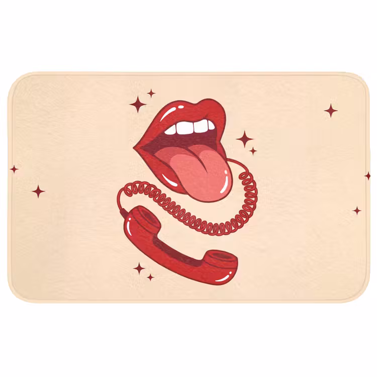 Wc Mat - Mond - Telefoon - Popart - Rood - Illustratie — 1