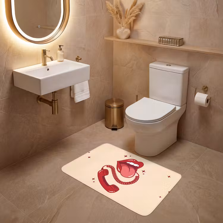 Wc Mat - Mond - Telefoon - Popart - Rood - Illustratie — 4
