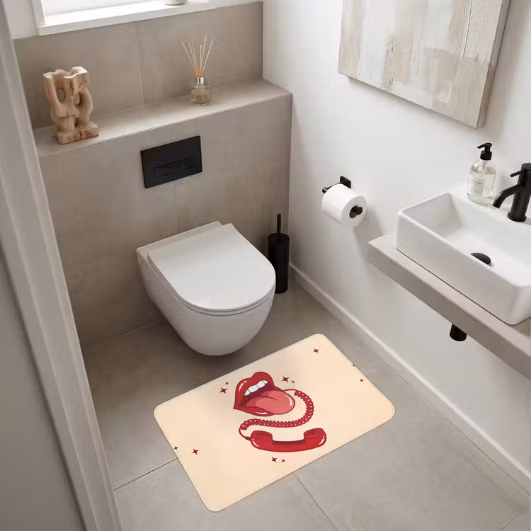 Wc Mat - Mond - Telefoon - Popart - Rood - Illustratie — 6