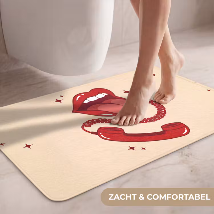 Wc Mat - Mond - Telefoon - Popart - Rood - Illustratie — 7