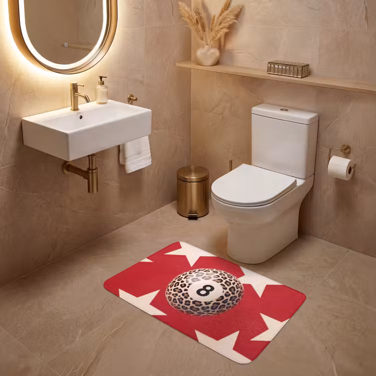 Wc Mat - Spel - Dierenprint - Nummer 8 - Modern - Rood — 4