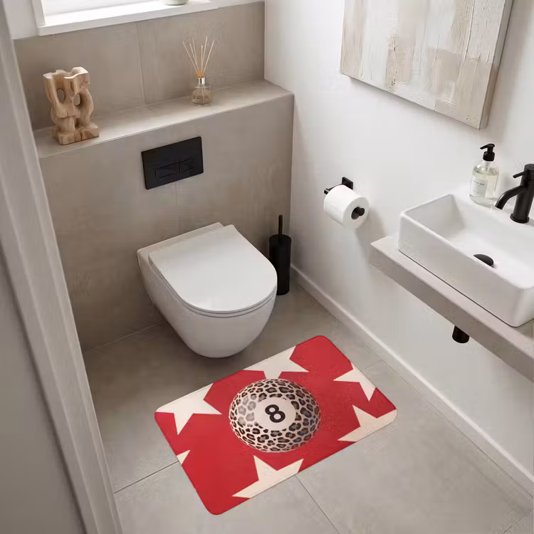 Wc Mat - Spel - Dierenprint - Nummer 8 - Modern - Rood — 6
