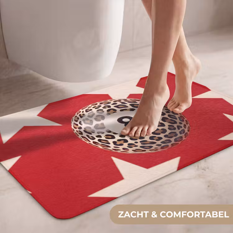 Wc Mat - Spel - Dierenprint - Nummer 8 - Modern - Rood — 7
