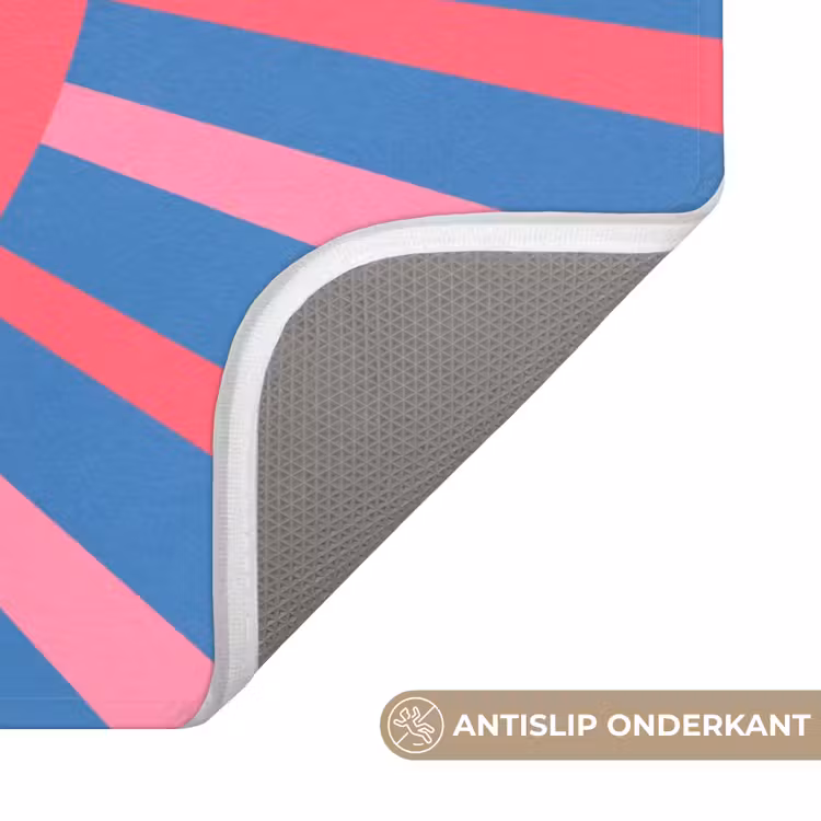 Wc Mat - Spreuk - Grafisch - Abstract - Roze - Blauw — 3