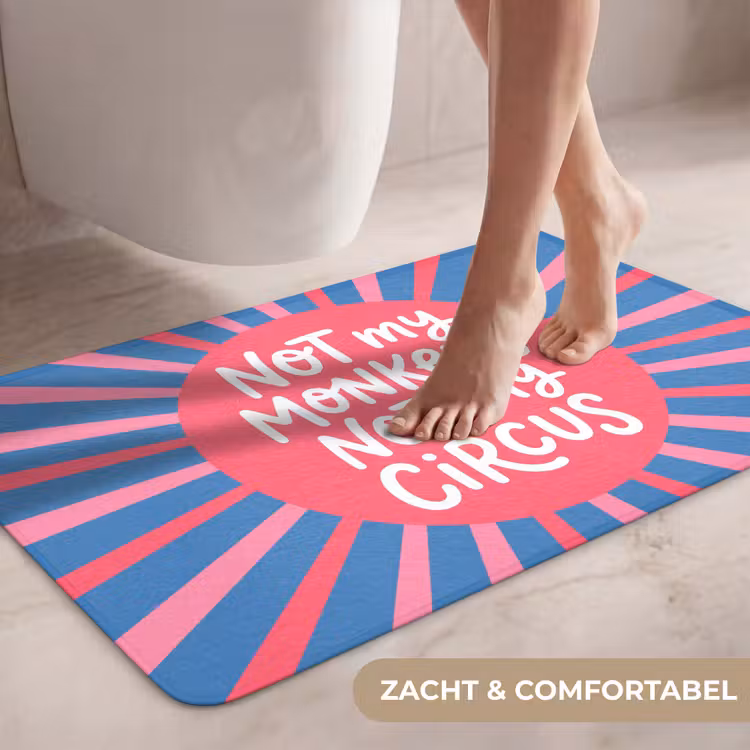 Wc Mat - Spreuk - Grafisch - Abstract - Roze - Blauw — 7
