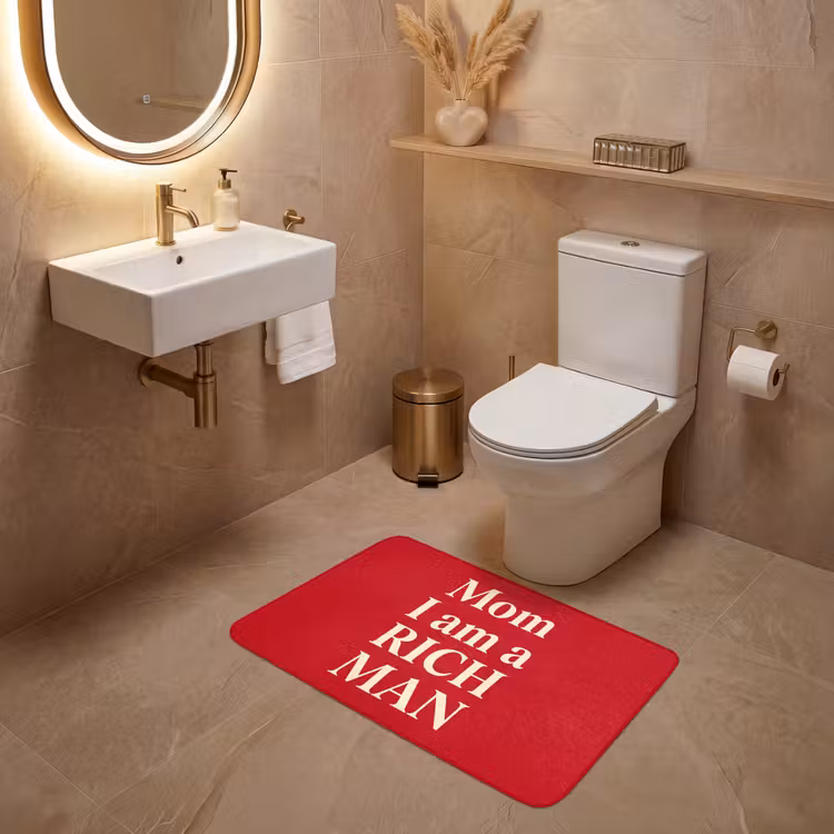 Wc Mat - Tekst - Rijkdom - Motivatie - Rood - Modern — 4