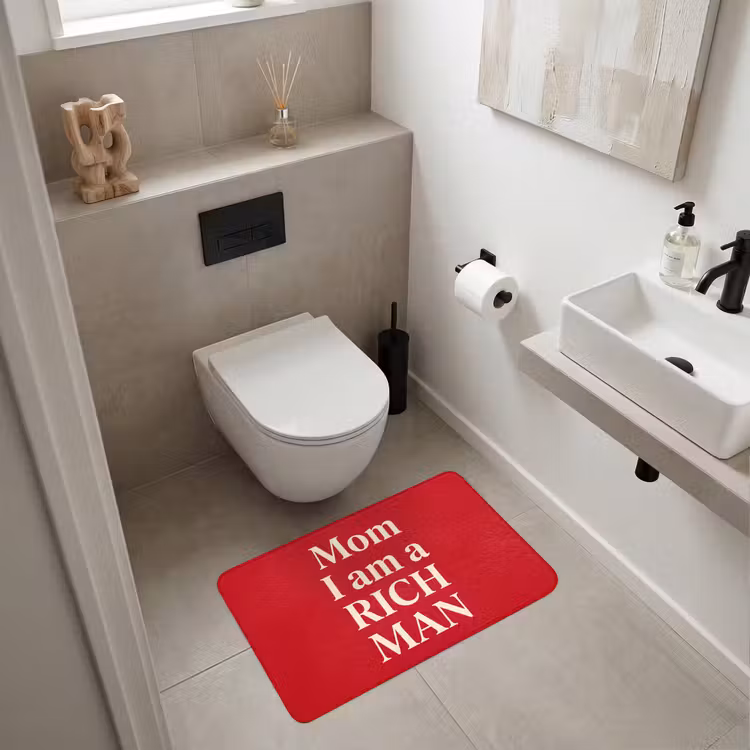 Wc Mat - Tekst - Rijkdom - Motivatie - Rood - Modern — 6