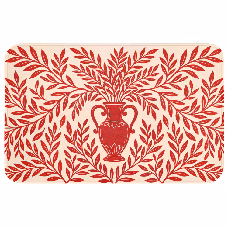 Wc Mat - Vaas - Planten - Decoratie - Abstract - Rood — 1