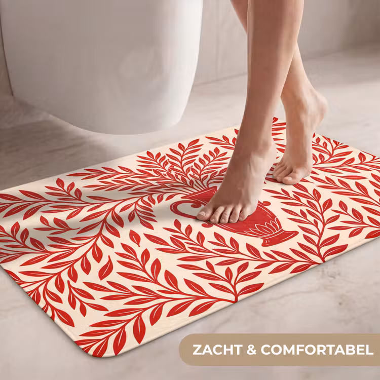 Wc Mat - Vaas - Planten - Decoratie - Abstract - Rood — 7
