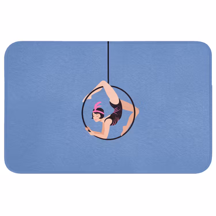 Wc Mat - Vrouw - Aerial hoop - Art deco - Illustratie - Blauw — 1