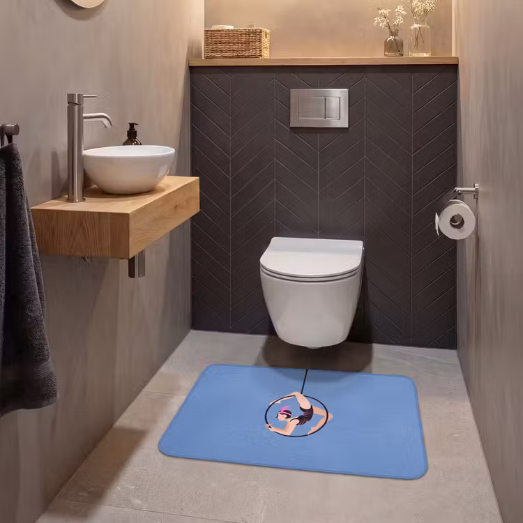 Wc Mat - Vrouw - Aerial hoop - Art deco - Illustratie - Blauw — 2