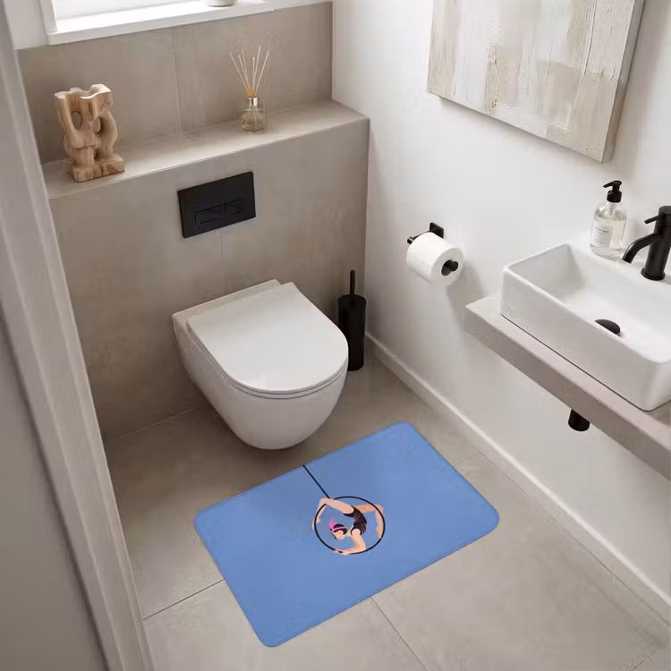 Wc Mat - Vrouw - Aerial hoop - Art deco - Illustratie - Blauw — 6