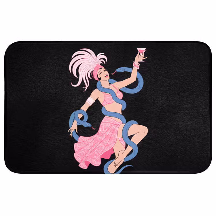 Wc Mat - Vrouw - Danseres - Slangen - Art Deco - Roze — 1