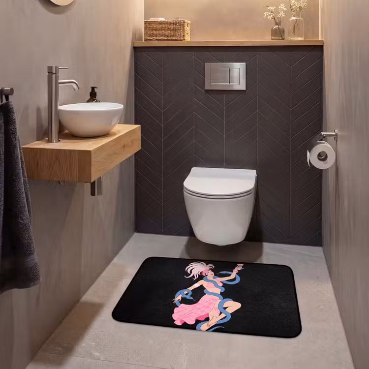 Wc Mat - Vrouw - Danseres - Slangen - Art Deco - Roze — 2