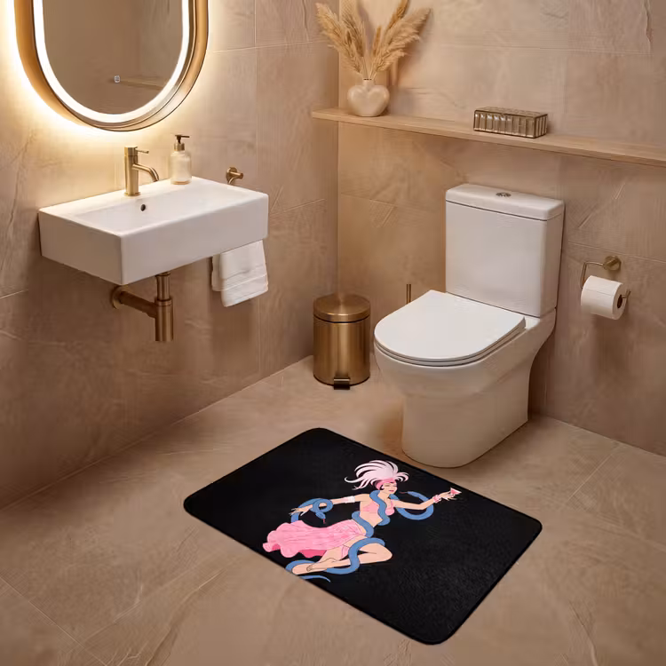 Wc Mat - Vrouw - Danseres - Slangen - Art Deco - Roze — 4