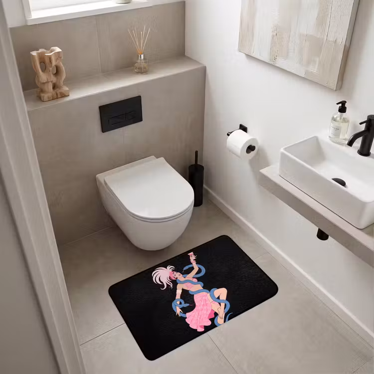 Wc Mat - Vrouw - Danseres - Slangen - Art Deco - Roze — 6