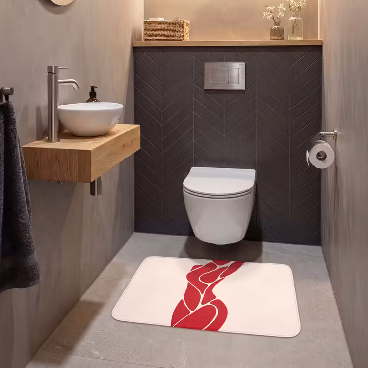 Wc Mat - Vrouw - Figuur - Abstract - Modern - Rood — 2