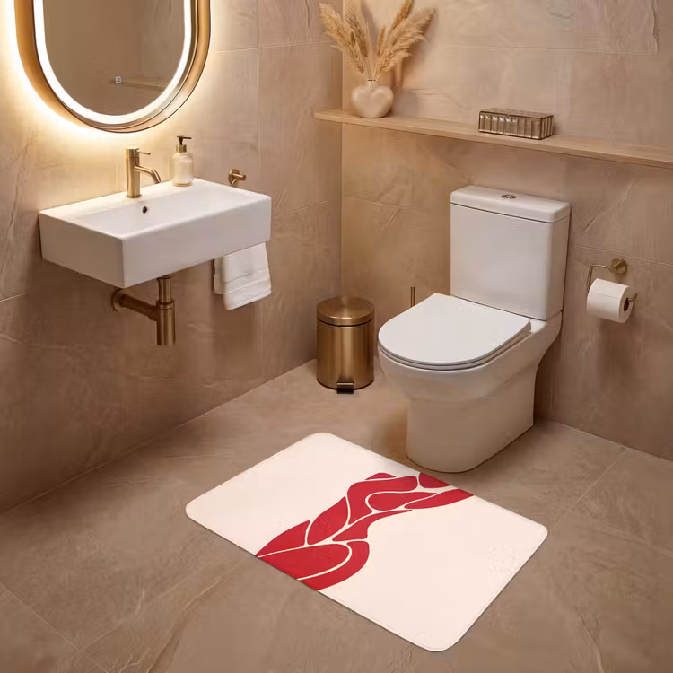 Wc Mat - Vrouw - Figuur - Abstract - Modern - Rood — 4