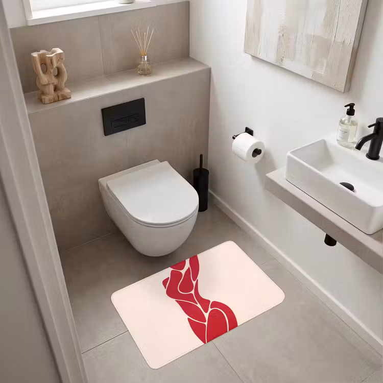 Wc Mat - Vrouw - Figuur - Abstract - Modern - Rood — 6