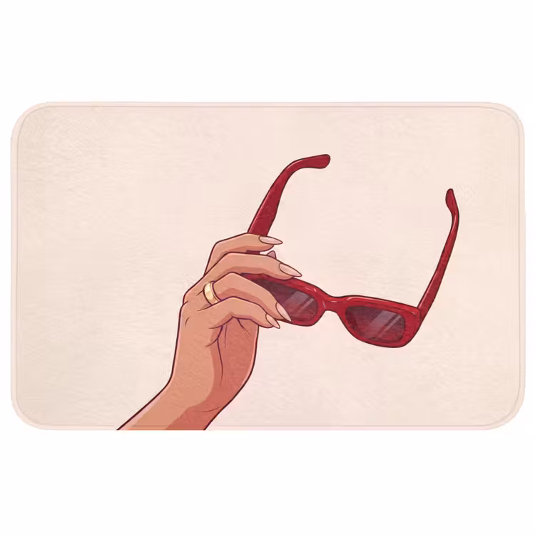 Wc Mat - Vrouw - Zonnebril - Mode - Rood - Illustratie — 1