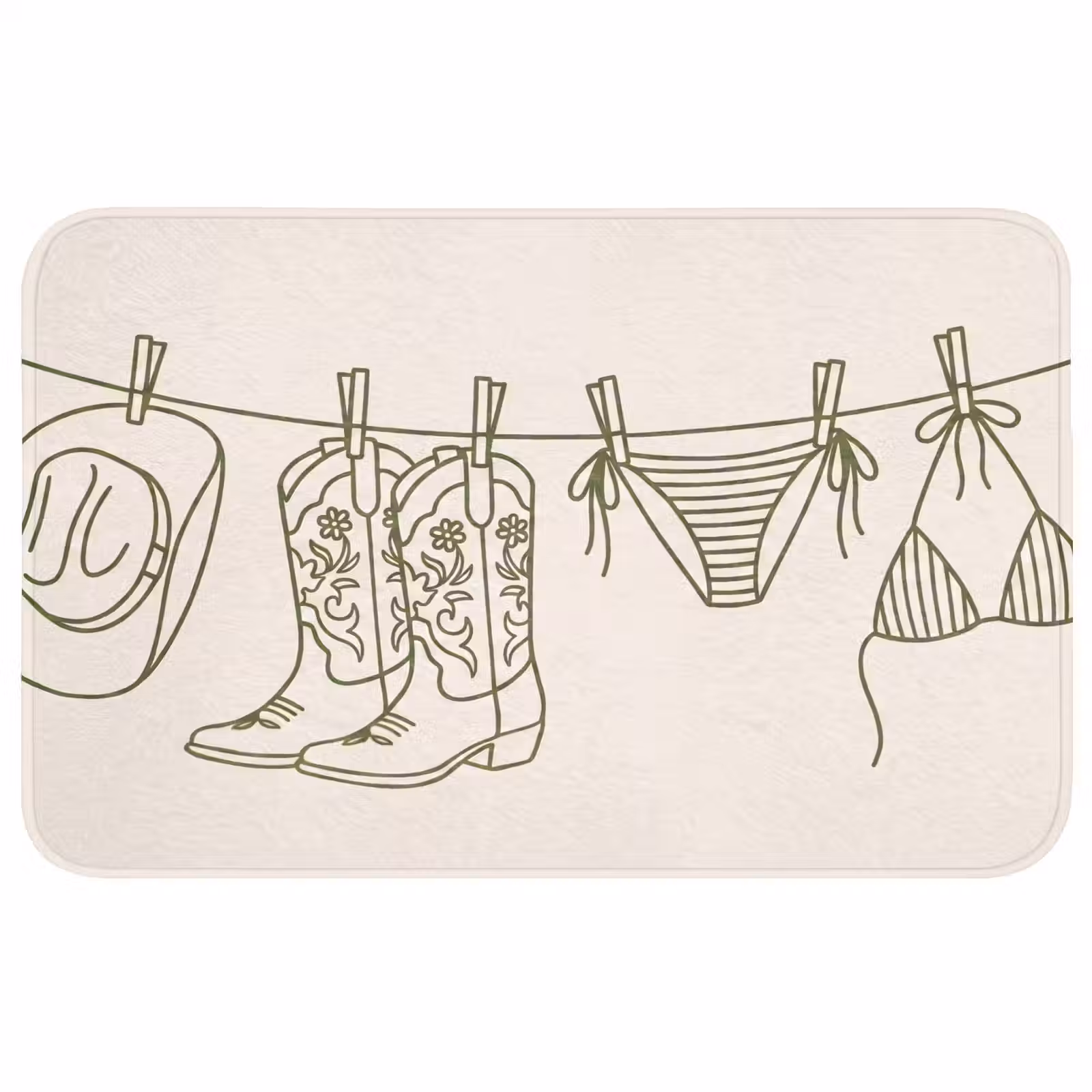 Wc Mat - Kleding - Waslijn - Zomer - Lijntekening - Groen — 1