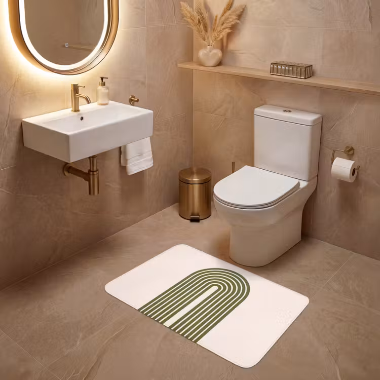 Wc Mat - Abstract - Bogen - Modern - Groen - Kunst — 4