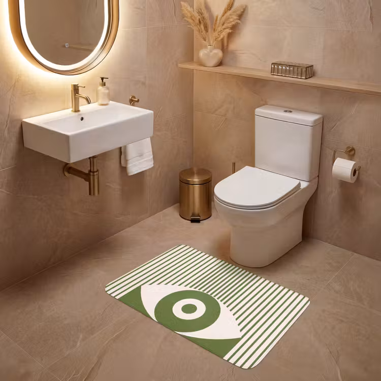 Wc Mat - Abstract - Oog - Strepen - Modern - Groen — 4