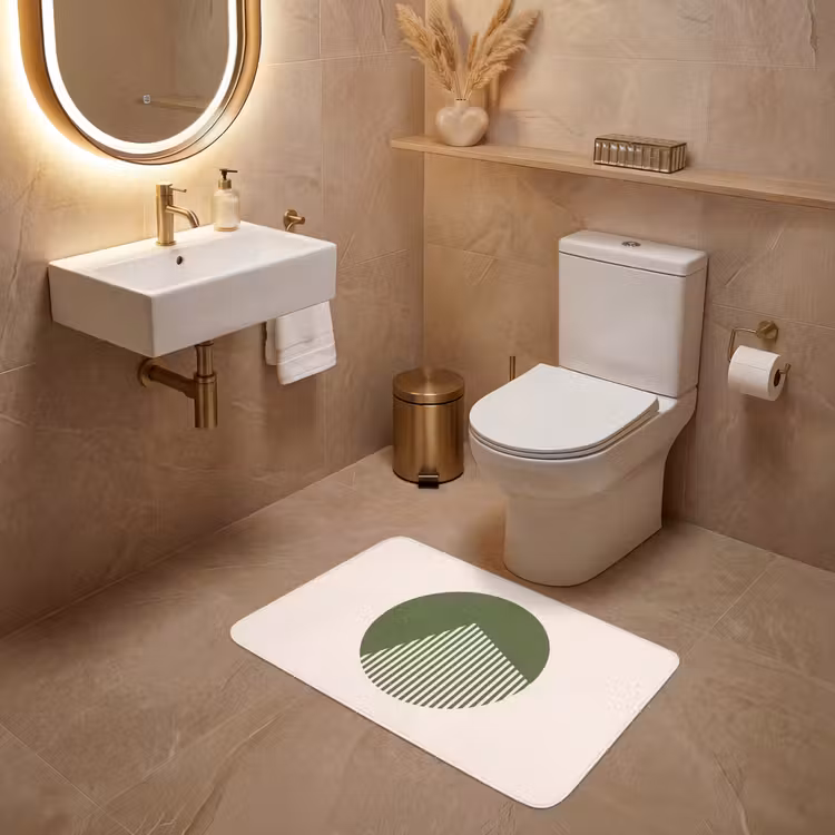 Wc Mat - Cirkel - Strepen - Geometrisch - Abstract - Groen — 4