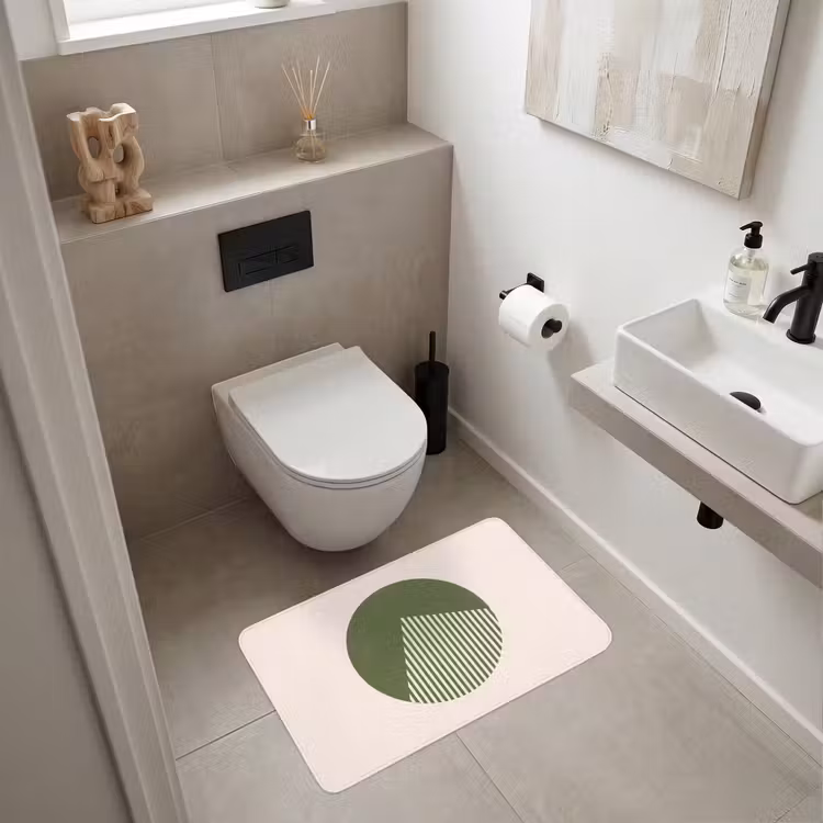 Wc Mat - Cirkel - Strepen - Geometrisch - Abstract - Groen — 6