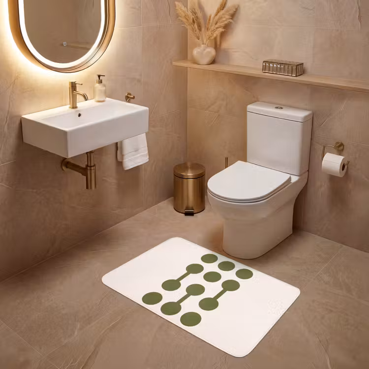 Wc Mat - Cirkels - Geometrisch - Abstract - Modern - Groen — 4