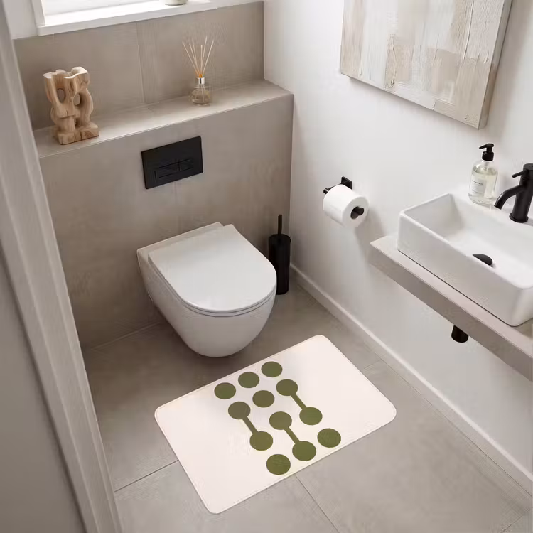 Wc Mat - Cirkels - Geometrisch - Abstract - Modern - Groen — 6