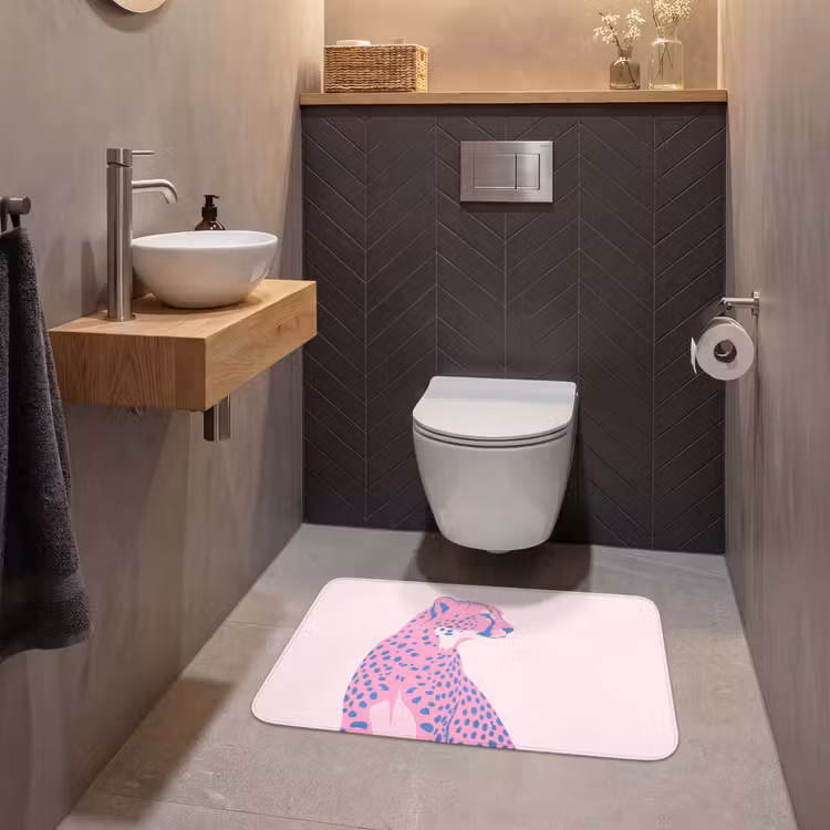 Wc Mat - Dieren - Profiel - Abstract - Roze - Blauw — 2
