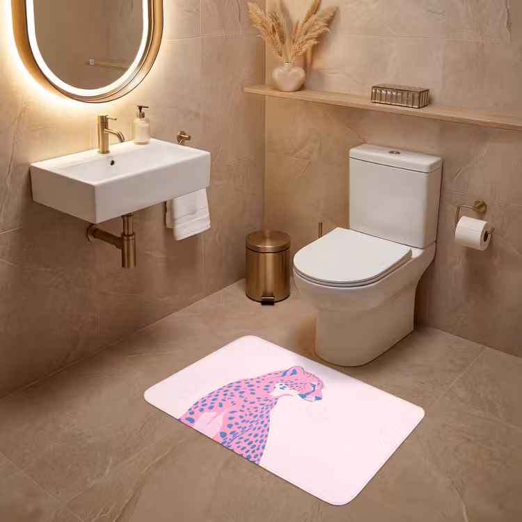 Wc Mat - Dieren - Profiel - Abstract - Roze - Blauw — 4