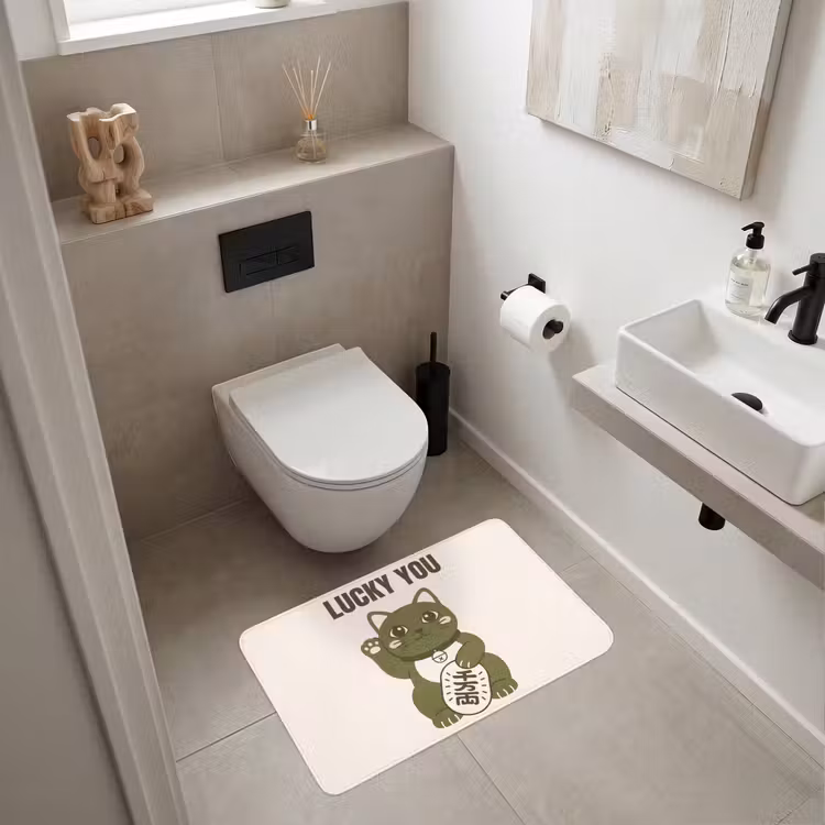 Wc Mat - Kat - Geluk - Dieren - Modern - Groen — 6