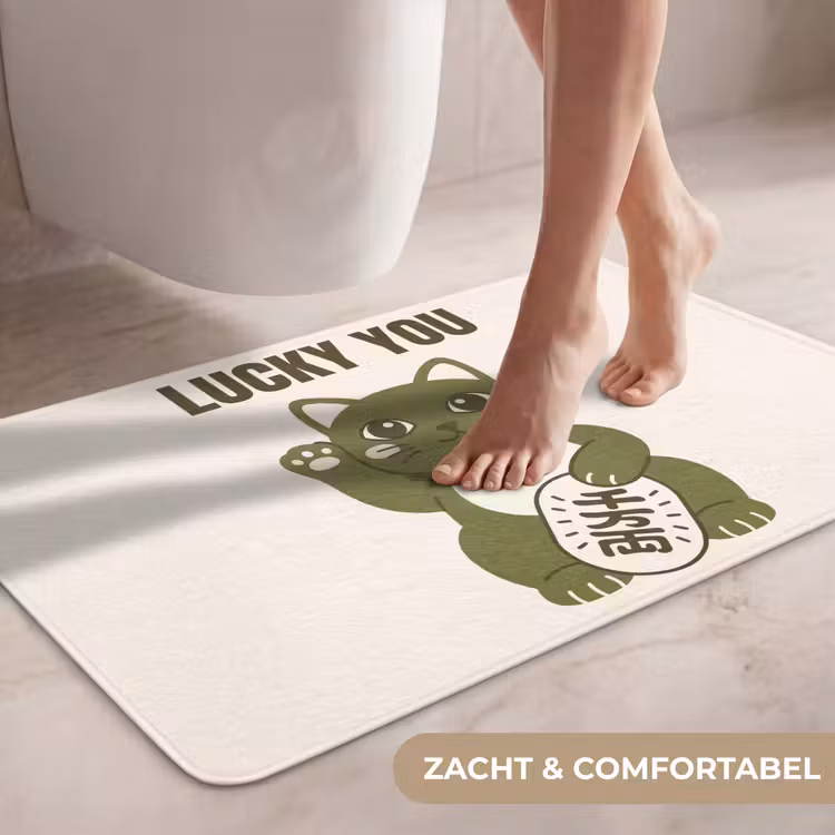 Wc Mat - Kat - Geluk - Dieren - Modern - Groen — 7