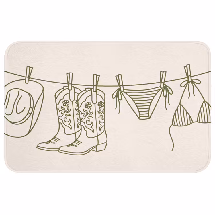 Wc Mat - Kleding - Waslijn - Zomer - Lijntekening - Groen — 1