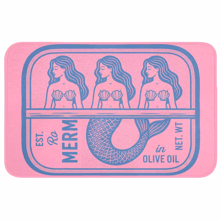 Wc Mat - Meermin - Sardineblik - Illustratie - Roze - Retro — 1