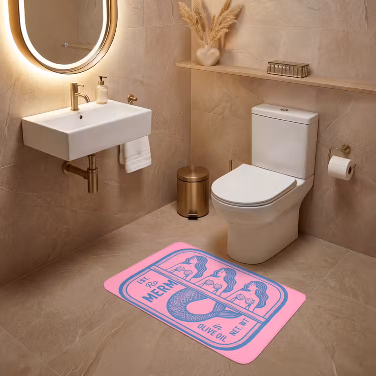 Wc Mat - Meermin - Sardineblik - Illustratie - Roze - Retro — 4