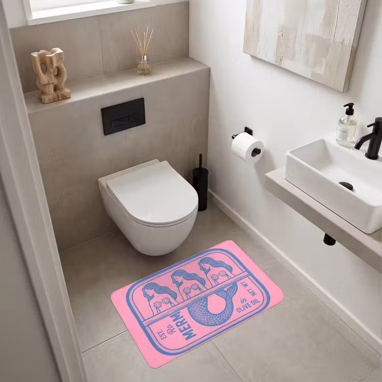Wc Mat - Meermin - Sardineblik - Illustratie - Roze - Retro — 6