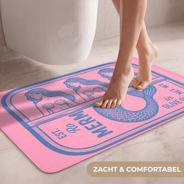 Wc Mat - Meermin - Sardineblik - Illustratie - Roze - Retro — 7