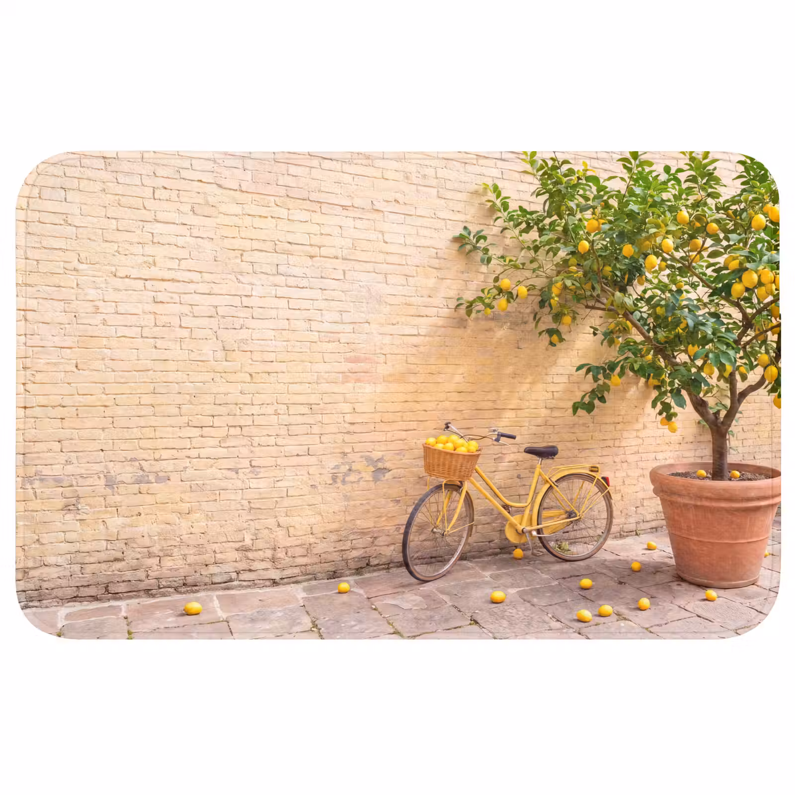 Wc Mat - Fiets - Mand - Eten - Geel - Zomer — 1