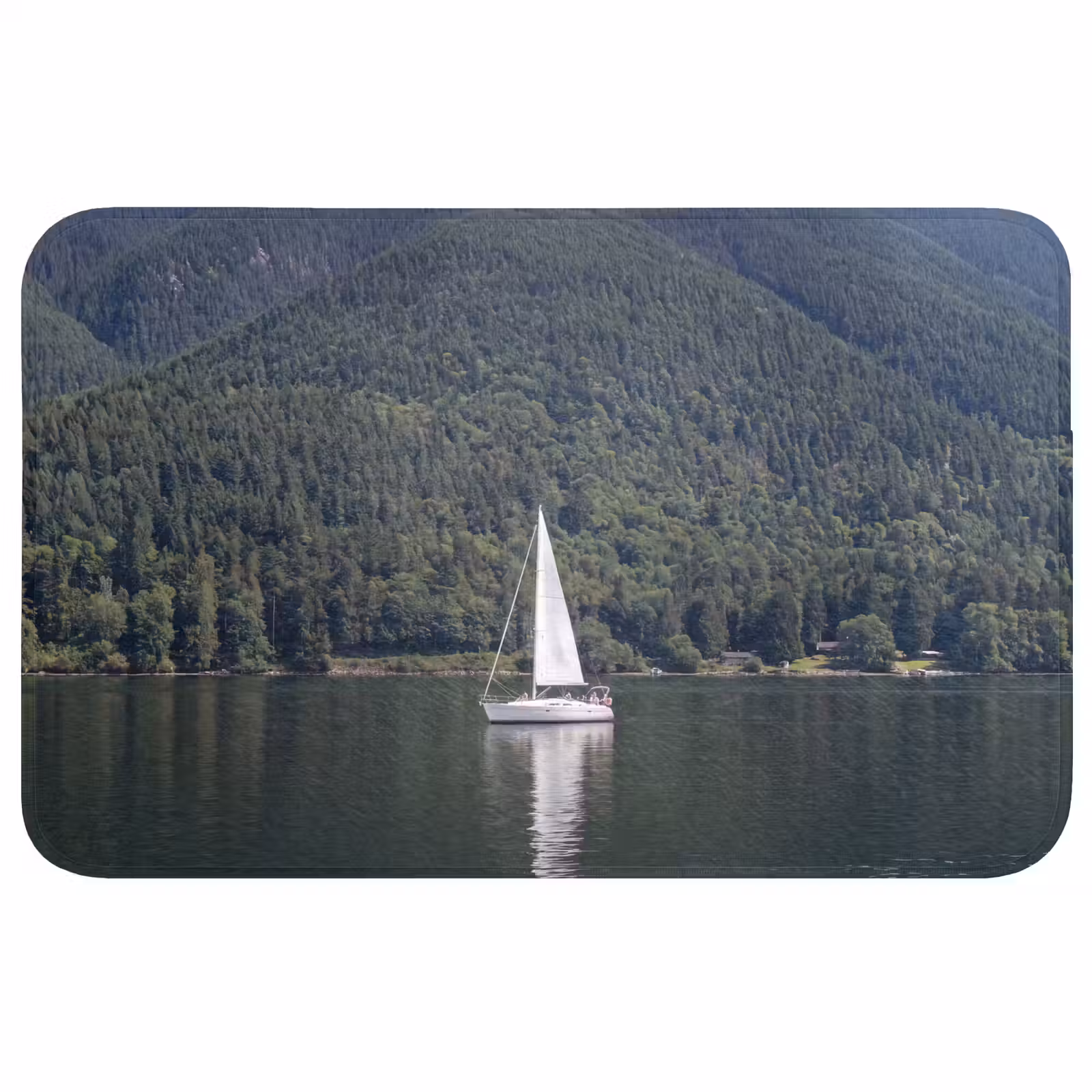 Wc Mat - Zeilboot - Water - Bergen - Natuur - Groen — 1