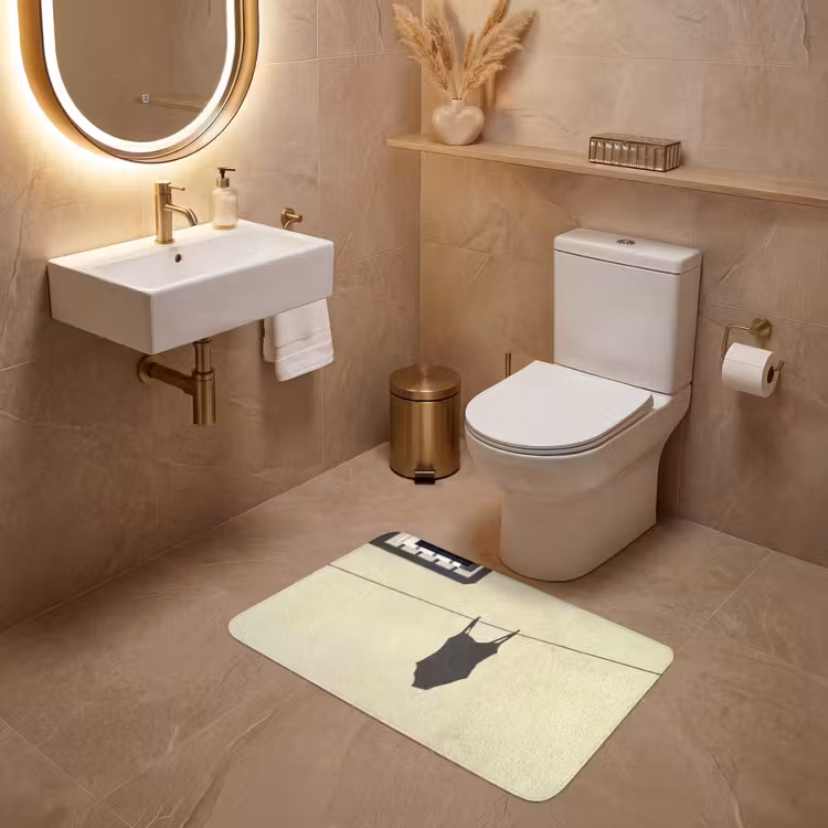 Wc Mat - Badpak - Schaduw - Muur - Zomer - Minimalistisch — 4