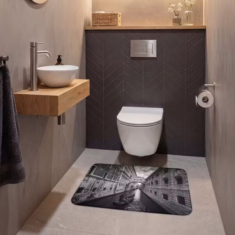 Wc Mat - Boot - Waterweg - Stad - Zwart-wit - Architectuur — 2