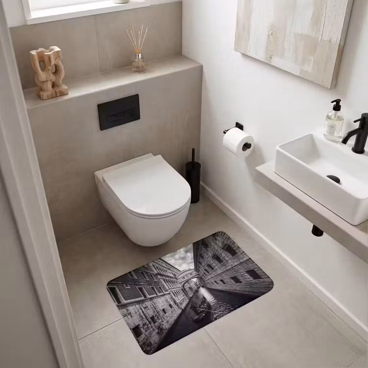 Wc Mat - Boot - Waterweg - Stad - Zwart-wit - Architectuur — 6